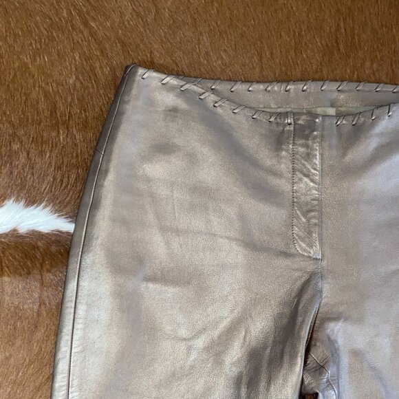 CACHE Metallic Copper Bronze Brown Leather Pants Size 10 Y2K Festival - Picture 6 of 12